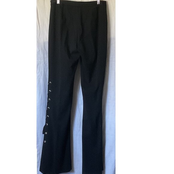 Vintage Cache Black pant suit with rhinestone grommet collar and lace up pants - Picture 5 of 8